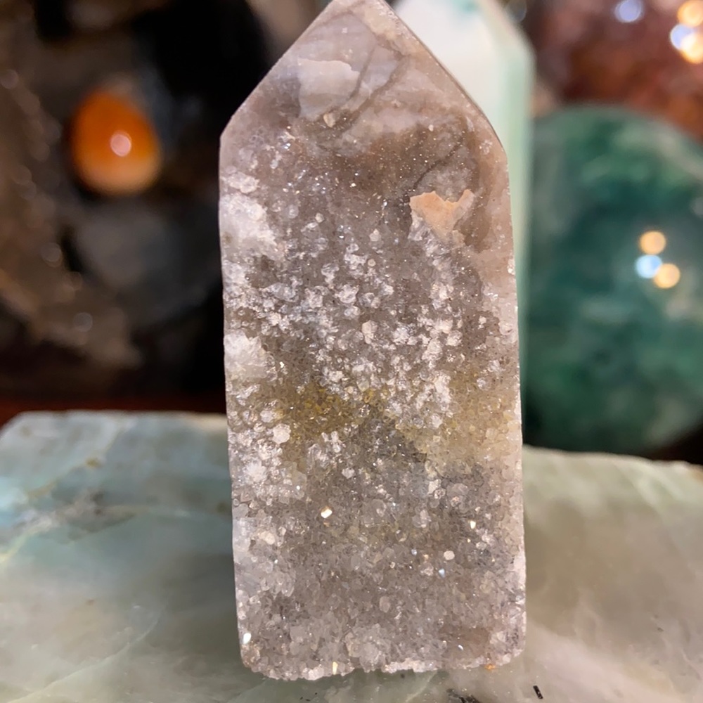 🌸SALE🌸 Sphalerite 4 Sided Crystal Point With Druzy!  Video!